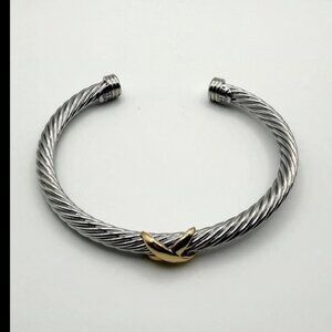 David Yurman X CLASSIC CABLE STATION BRACELET - 925 Silver with 14K Gold, 5mm
